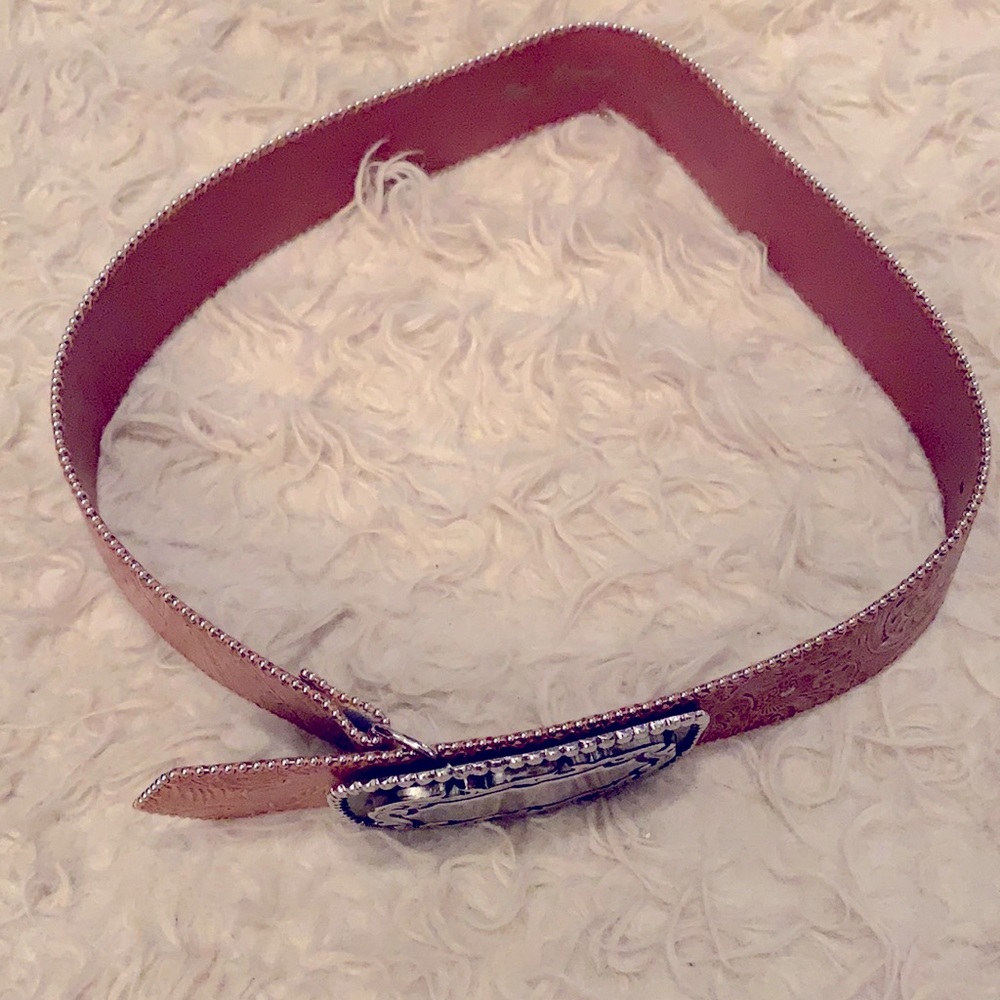 Two Blondes Western Silver Leather Belt